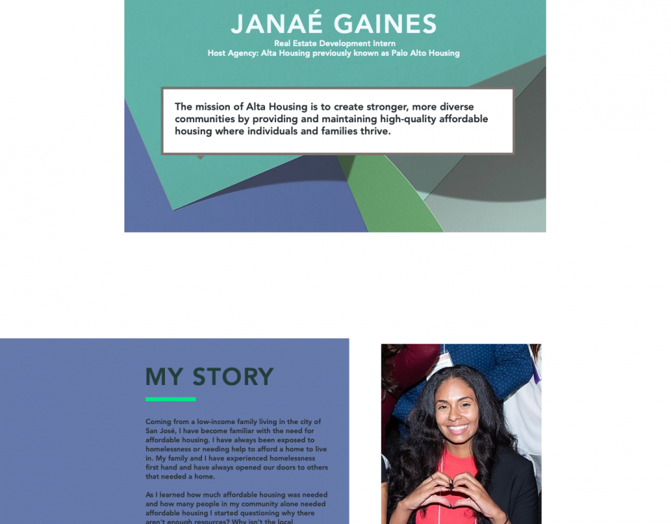 Website main page of Janae Gaines