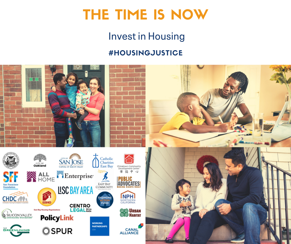 Group of four images together featuring families and logos of advocacy groups