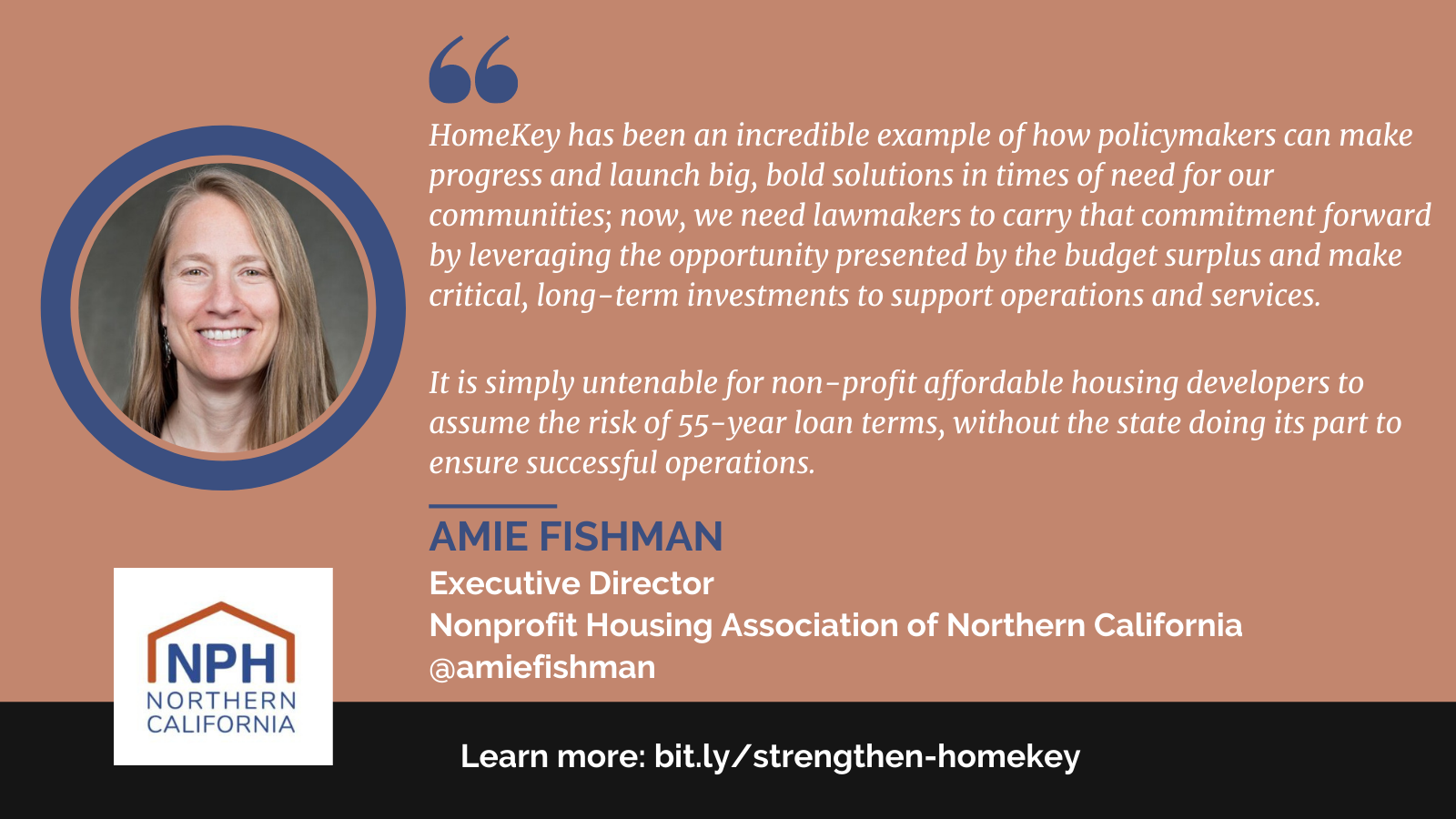 Graphic of Amie's headshot and quote about Homekey