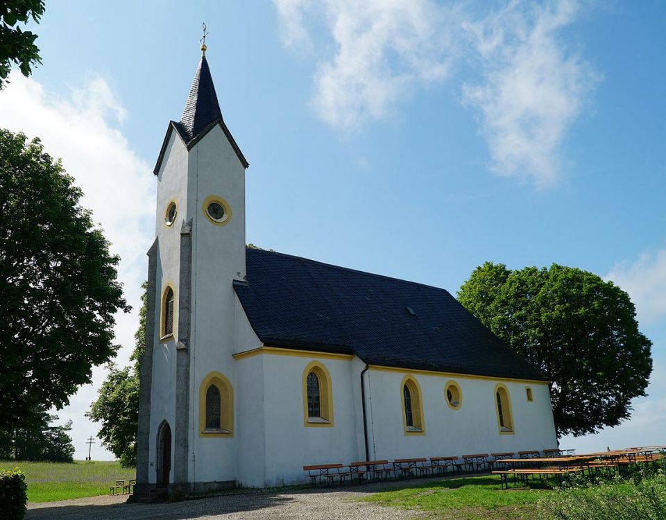Church building in a field