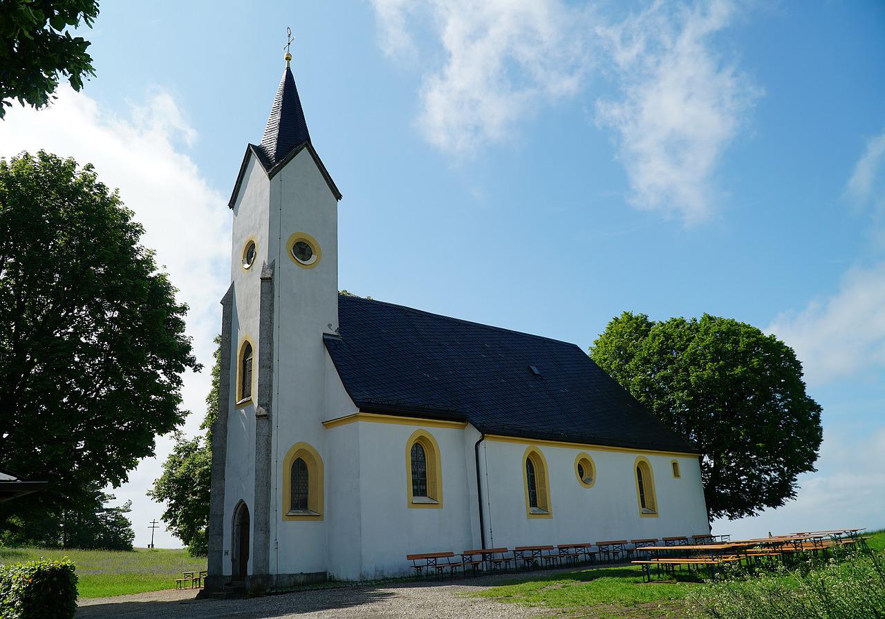 Church building in a field