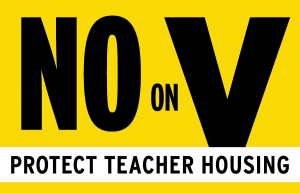 Sign that says "No on V"